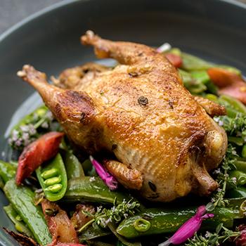 Partridge with snap peas