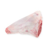 Raw grass-fed lamb hindshank on white background