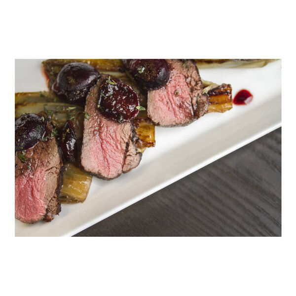 seared game meat medallions with black grapes & endive, recipe