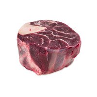 Raw Canadian elk osso bucco on white background