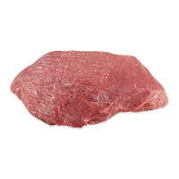 Raw grain-fed veal top round on white background