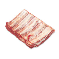 Raw grain-fed veal bone-in short ribs on white background
