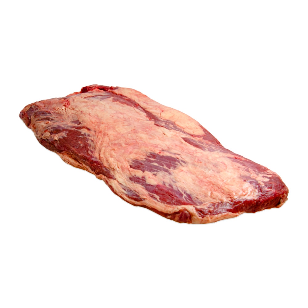 Raw boneless grass-fed lamb striploin on white background