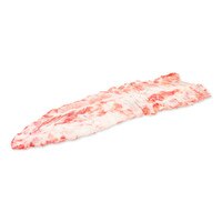 Whole raw rack of Iberico pork baby back ribs on white background