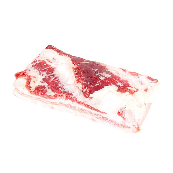 Rectangular slab of raw Spanish Iberico pork belly