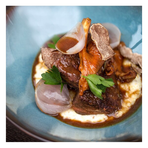 Waygu beef stew with chanterelles, pearl onions & truffle polenta, recipe