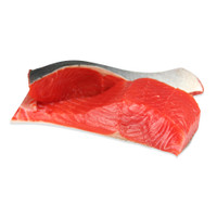 Two overlapping wild-caught sockeye salmon fillets with skin on