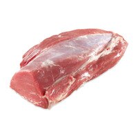 Raw whole grain-fed veal butt tender on white background