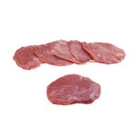 Raw venison flank steaks fanned out above a single raw venison flank steak.