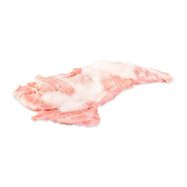 Raw acorn fed Iberico pork secreto on white background