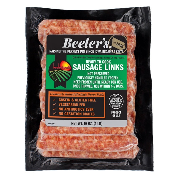 4-piece package of Beeler’s pure pork breakfast sausage links