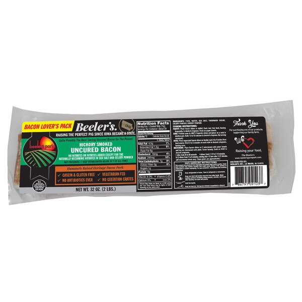 Package of Beeler’s pure pork hickory smoked bacon