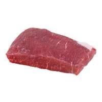 Raw bison culotte steak on white background