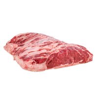 Raw whole bison striploin on white background