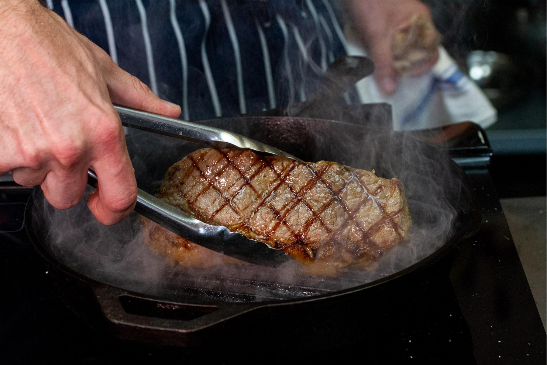 cooked steak with grill marks