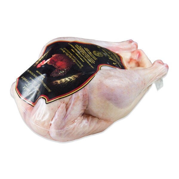 French Poulet Rouge whole chicken, raw in package