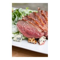 Seared boneless goose breast with apple, blue cheese & candied walnut salad