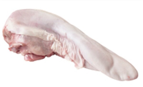 Raw grain-fed veal tongue on white background