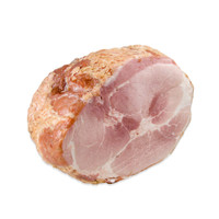 Smoked Kurobuta pork half ham on white background