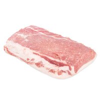 Whole, raw Kurobuta pork striploin on white background