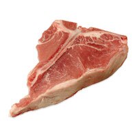 Raw grain-fed veal porterhouse chop on white background