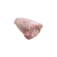 A raw, milk-fed veal center-cut hindshank on a white background.