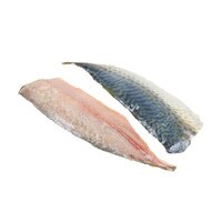 Raw, skin-on, Spanish mackerel fillets