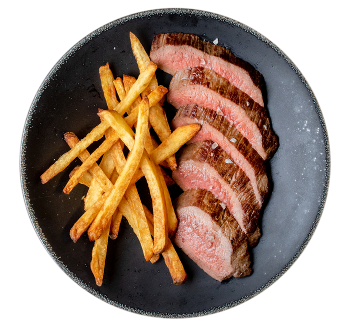 venison steak frites