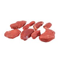 Eight pieces of raw venison that comprise a boneless Denver leg