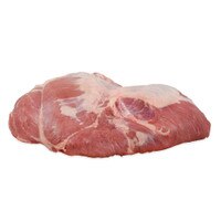 Whole, raw wild boar boneless leg on white background