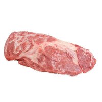 Whole, raw, boneless wild boar neck on white background