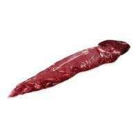 Whole, raw wild boar tenderloin on white background